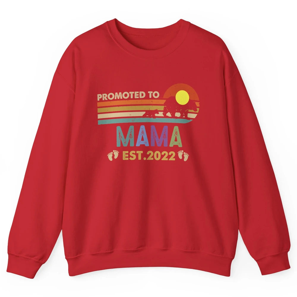 Retro Mama Bear Promoted To Mama Est 2022 First Mothers Day Unisex Crewneck Sweatshirt