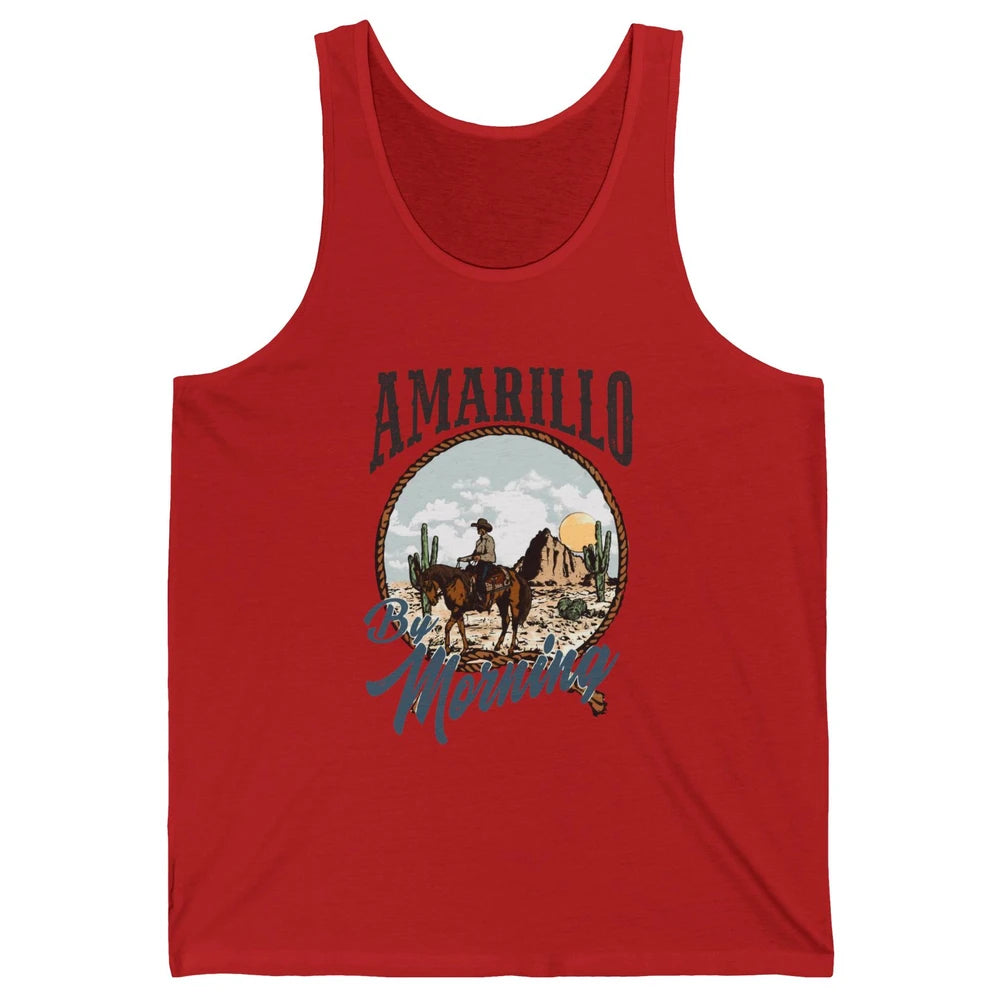 Retro Desert Cowboy Riding Horse Amarillo By Morning Western Unisex Jersey Tank