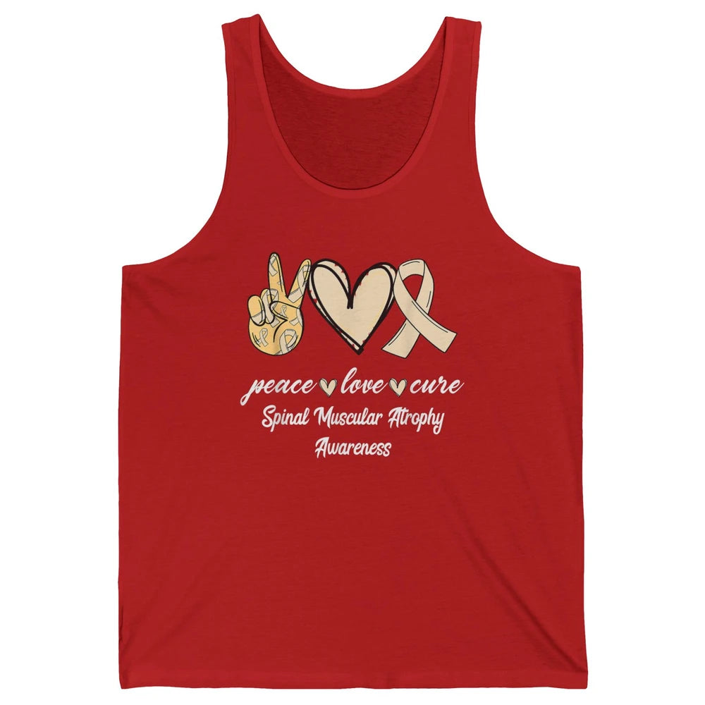 Peace Love Cure Cream Ribbon Spinal Muscular Atrophy SMA Unisex Jersey Tank
