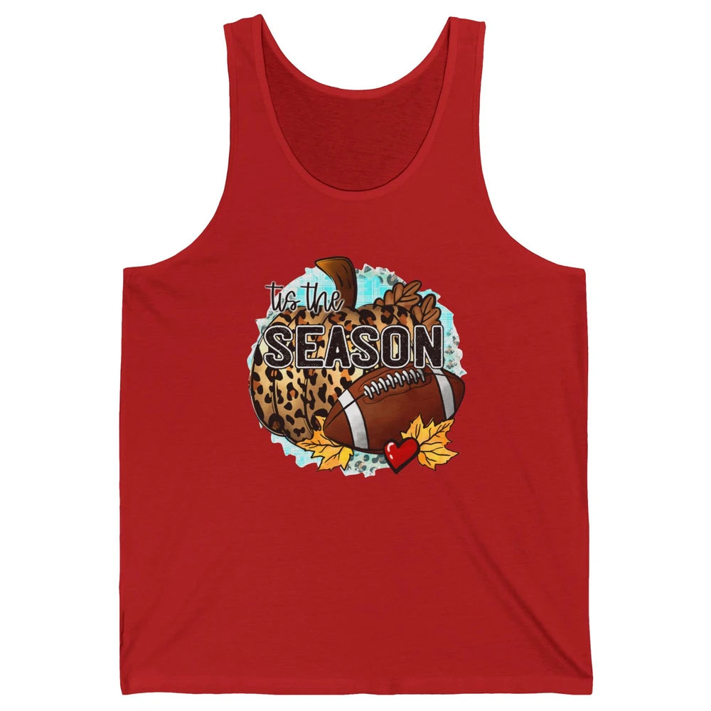 Leopard Football Pumpkin Tis The Season Fall Leaves Autumn Unisex Jersey Tank