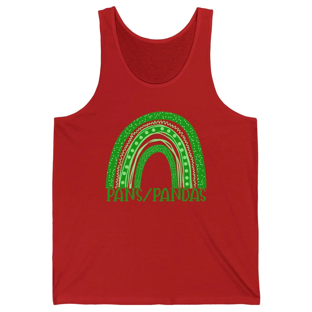 PANS/PANDAS Awareness Floral Green Ribbon Rainbow Pans Unisex Jersey Tank