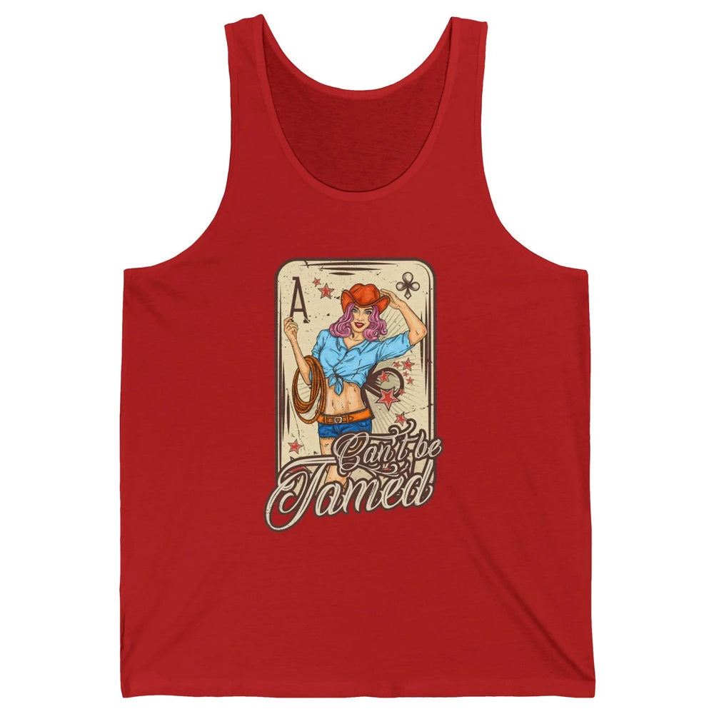 Retro Cowgirl Card Can't Be Tamed Western Country Midwest Unisex Jersey Tank