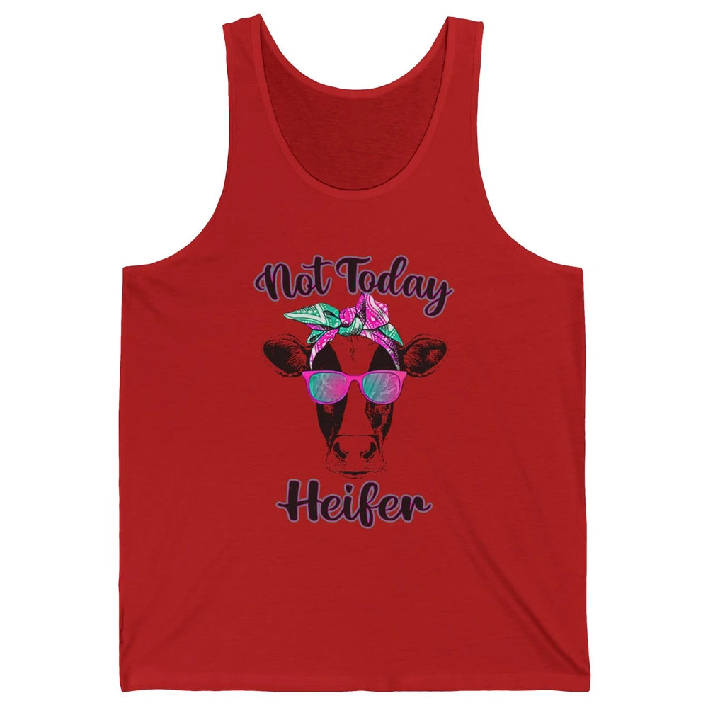 Not Today Heifer Funny Cow With Glasses Bandana Heifer Lover Unisex Jersey Tank