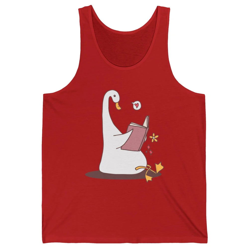 Funny Silly Goose Book Reading Goose Book Lovers Bookish Unisex Jersey Tank