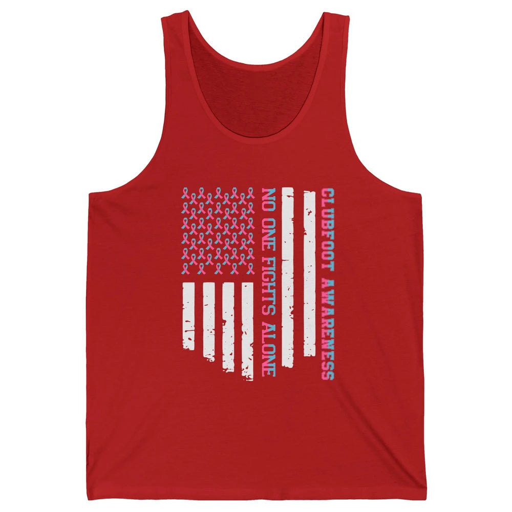 Retro Clubfoot Awareness Ribbon No One Fight Alone US Flag Unisex Jersey Tank