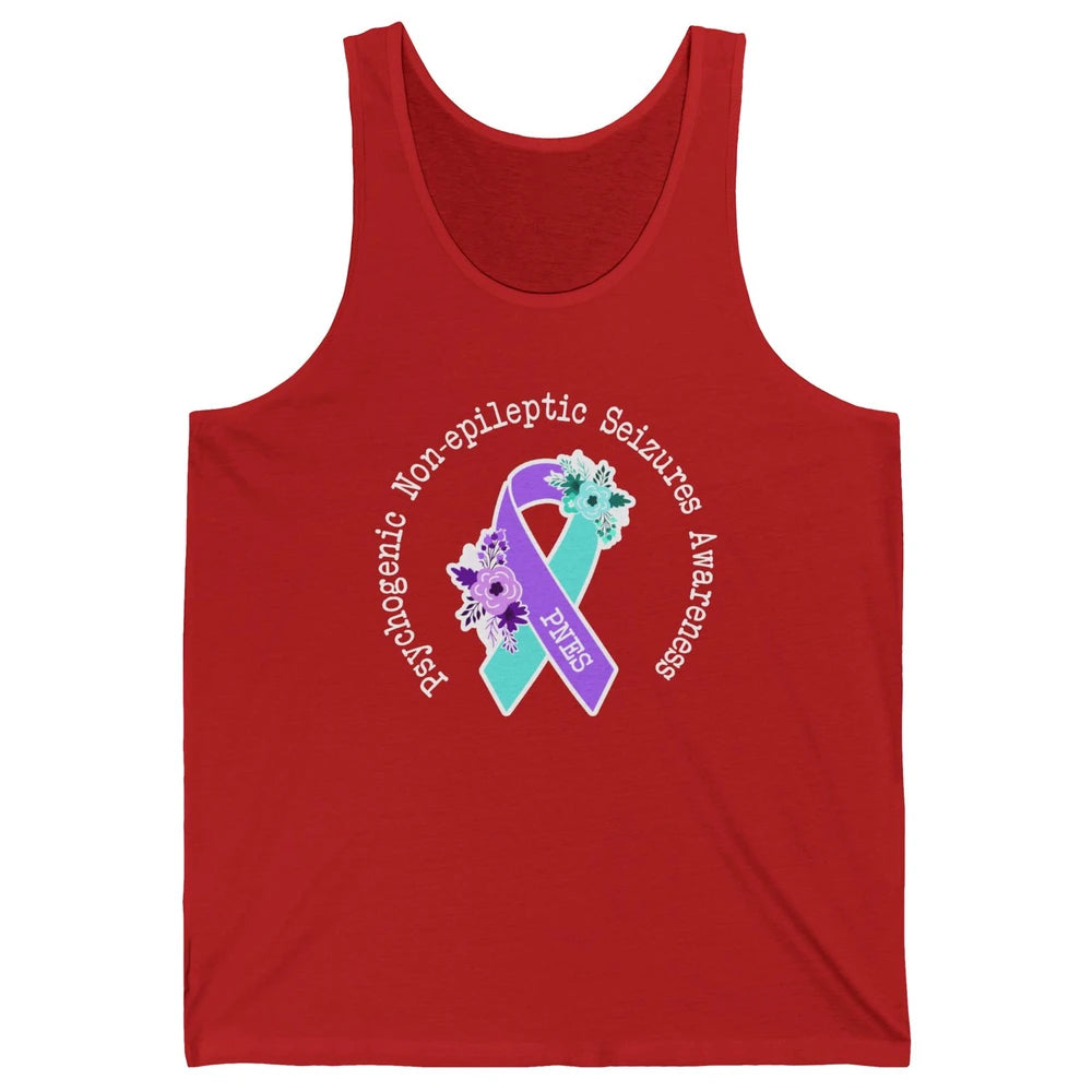 Psychogenic Non-epileptic Seizures PNES Purple Teal Ribbon Unisex Jersey Tank