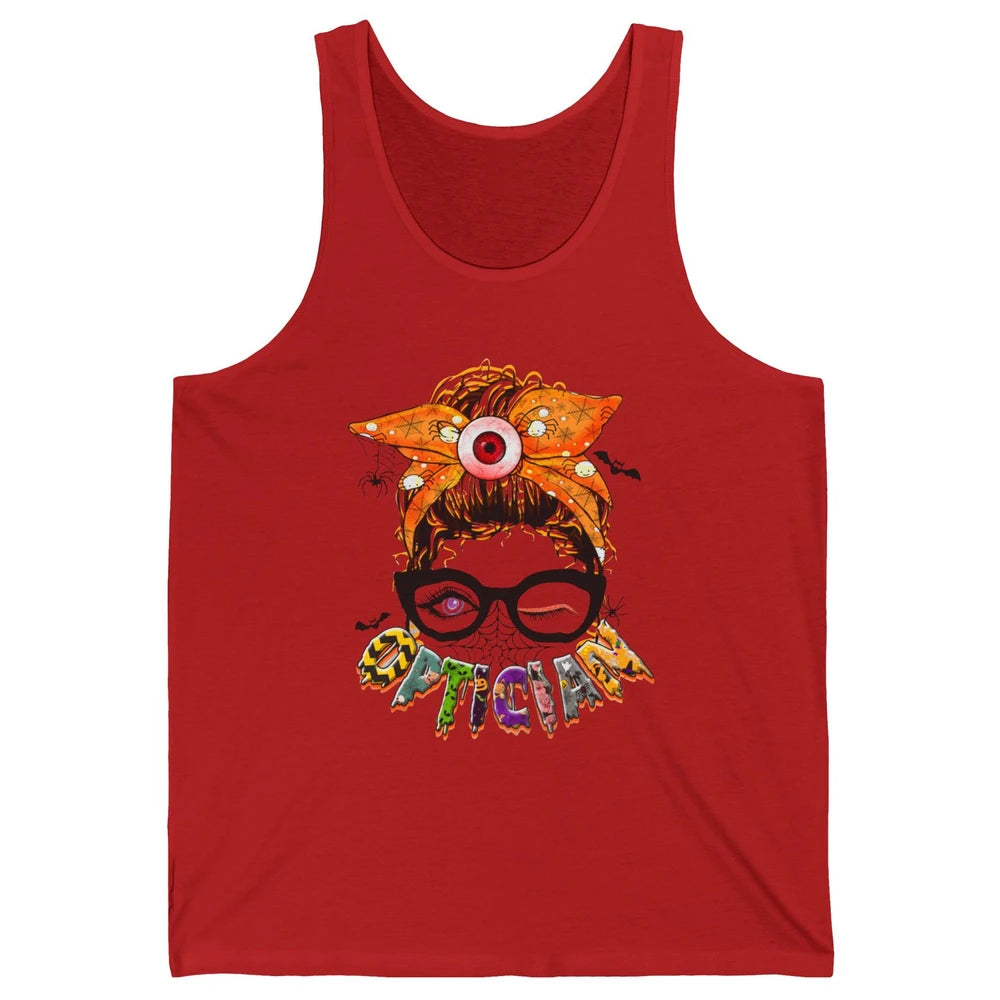 Optician Halloween Women Messy Bun Optometrist Ophthalmic Unisex Jersey Tank