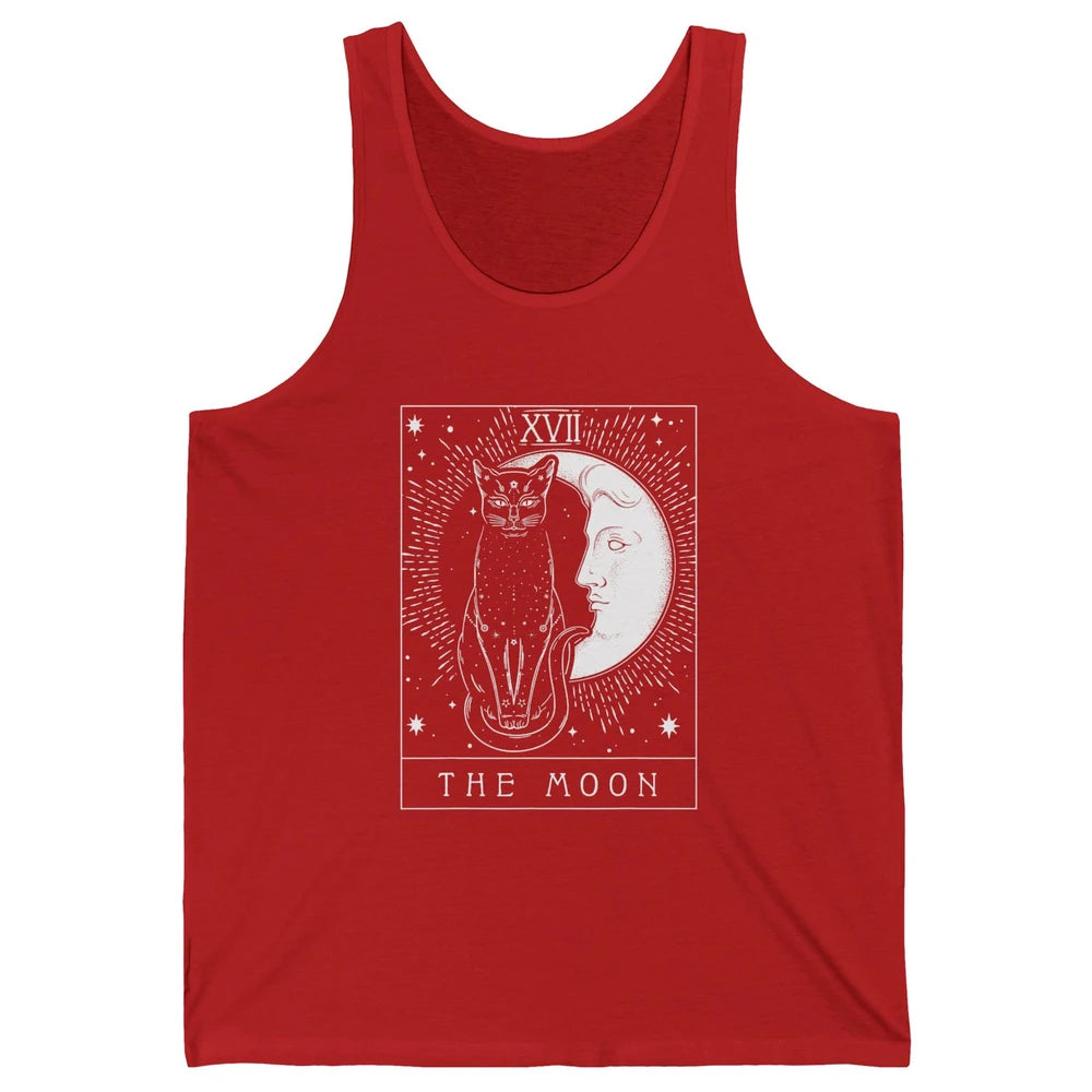 Retro Halloween Gothic Cat The Moon Tarot Card Witchcraft Unisex Jersey Tank
