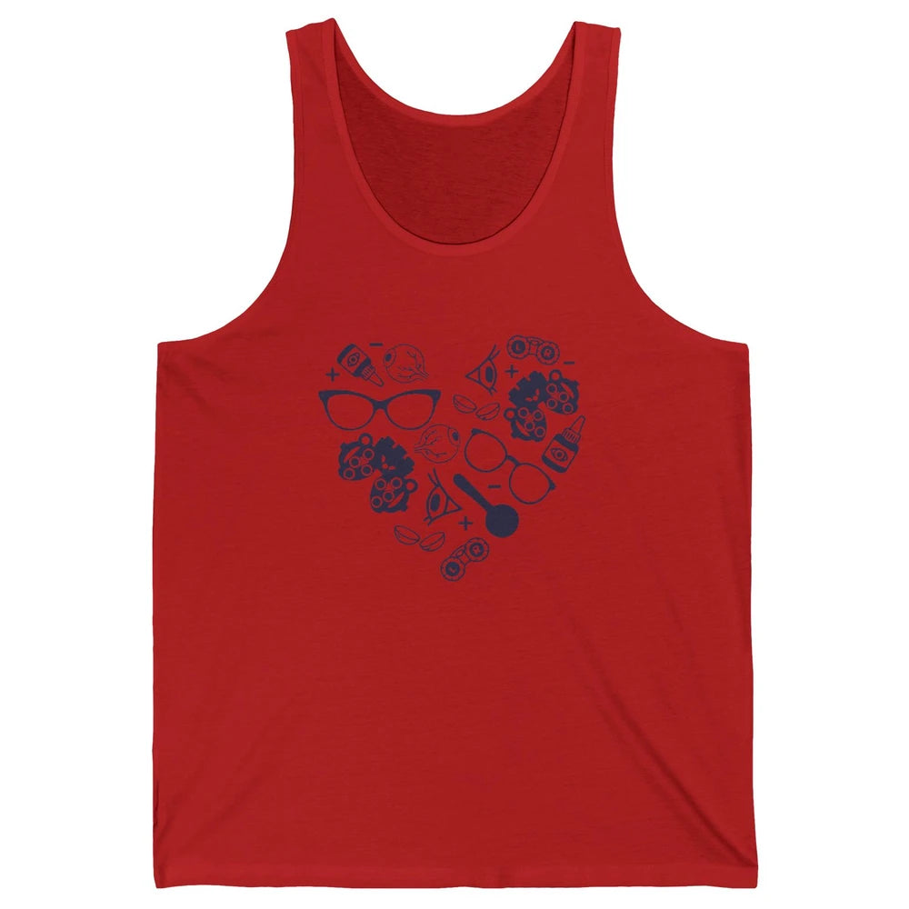 Optometrist Love Heart Symbols Optician Eye Doctor Gift Unisex Jersey Tank