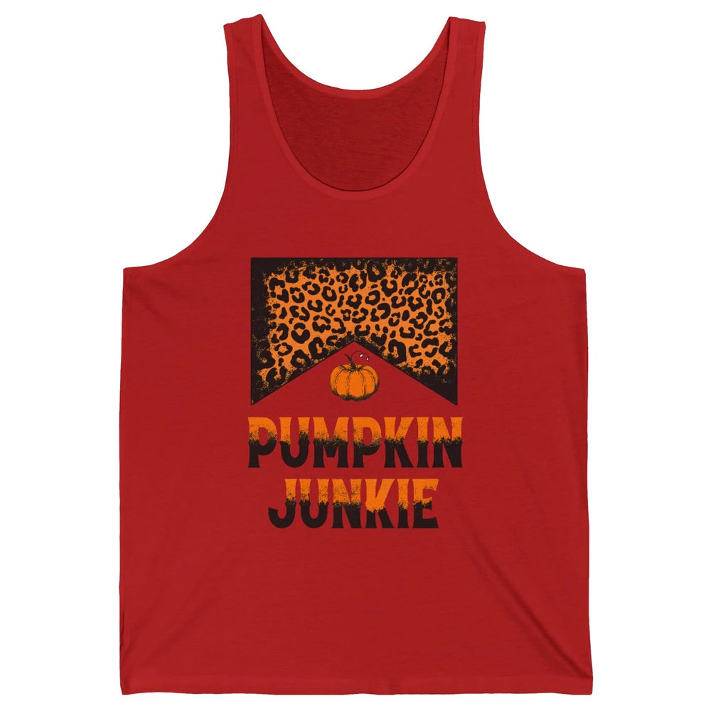 Retro Pumpkin Junkie Leopard Thanksgiving Western Country Unisex Jersey Tank