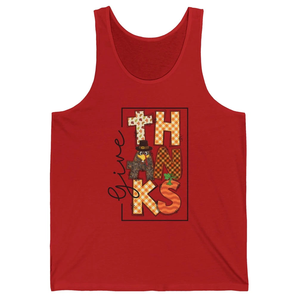 Give Thanks Happy Fall Pumpkin Turkey Dinner Thanksgiving Unisex Jersey Tank