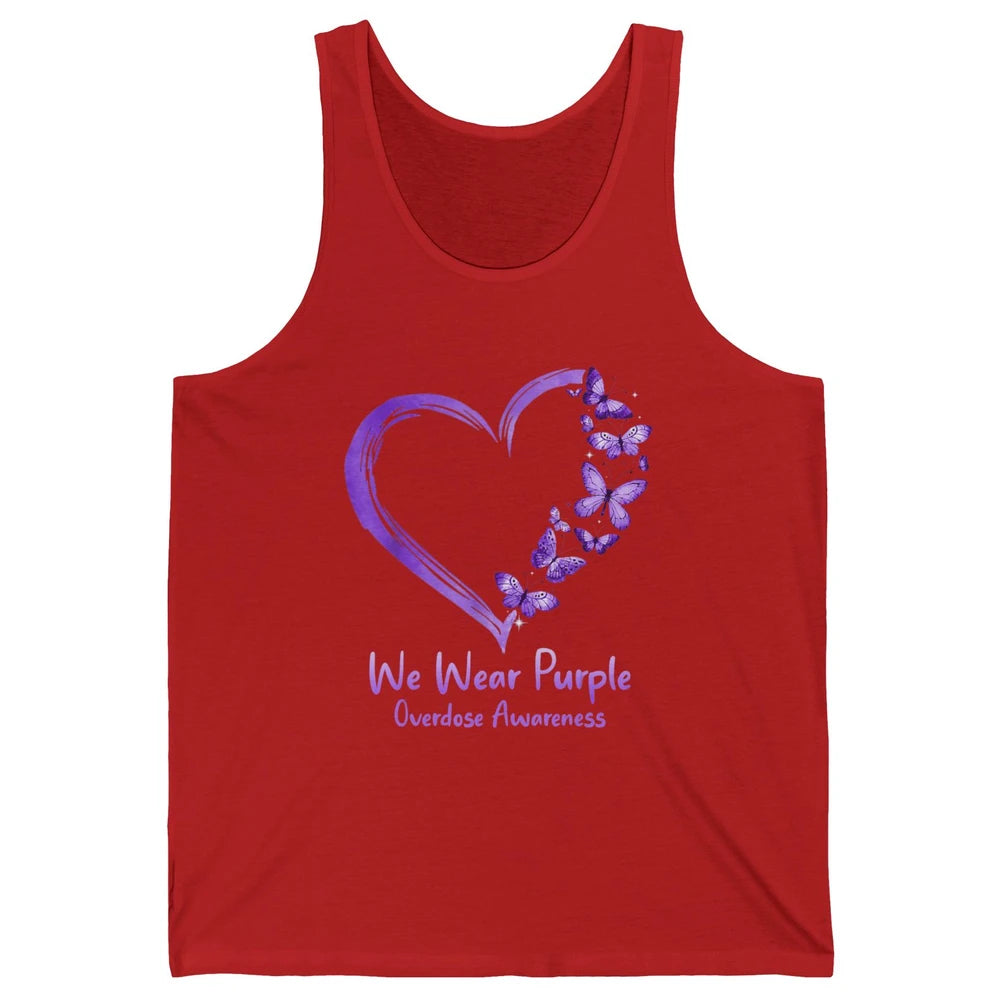 Overdose Awareness Month Love Purple Butterfly Heart Warrior Unisex Jersey Tank