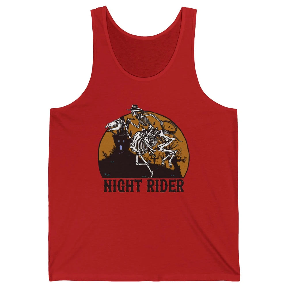 Cowboy Skeleton Bucking Horse Night Rider Western Halloween Unisex Jersey Tank