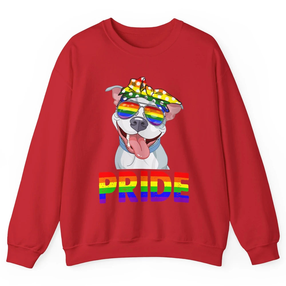 Pitbull Pride Dog Mom LGBT Gay Pride Month Unisex Crewneck Sweatshirt