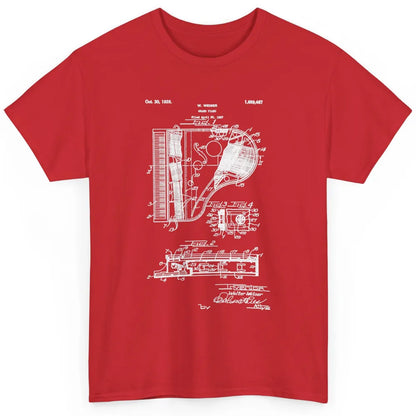 Piano Patent Style Vintage Grand Pianist Line Art Drawing Classic Unisex T-Shirt