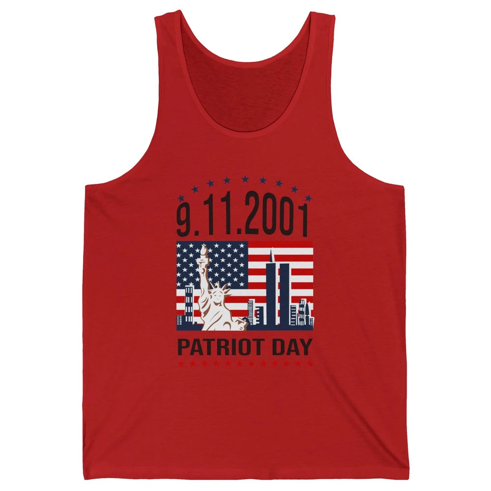 Never Forget 9-11-2001 American Flag Patriotic Memorial Day Unisex Jersey Tank