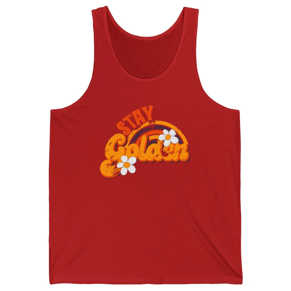 Retro Daisy Rainbow Stay Golden Summer Vintage Positive Life Unisex Jersey Tank