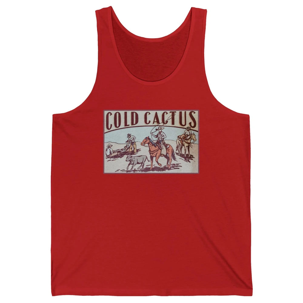 Retro Cowboy Horseback Rider Cold Cactus Western Country Unisex Jersey Tank