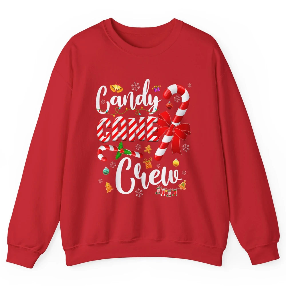 Merry Christmas Sweet Candy Cane Crew Xmas Tree Lights Santa Unisex Crewneck Sweatshirt