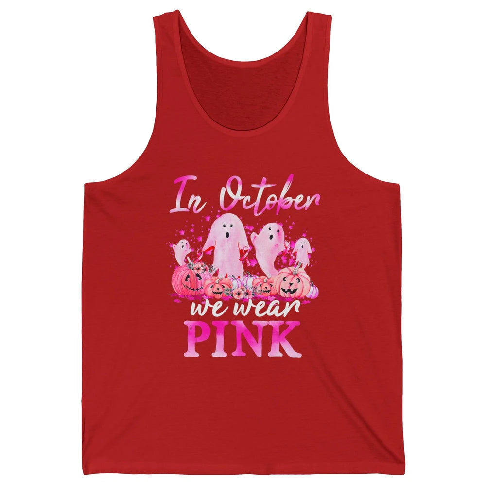 October Wear Ghost Boo Pink Ribbon Breast Cancer Awareness Unisex Jersey Tank