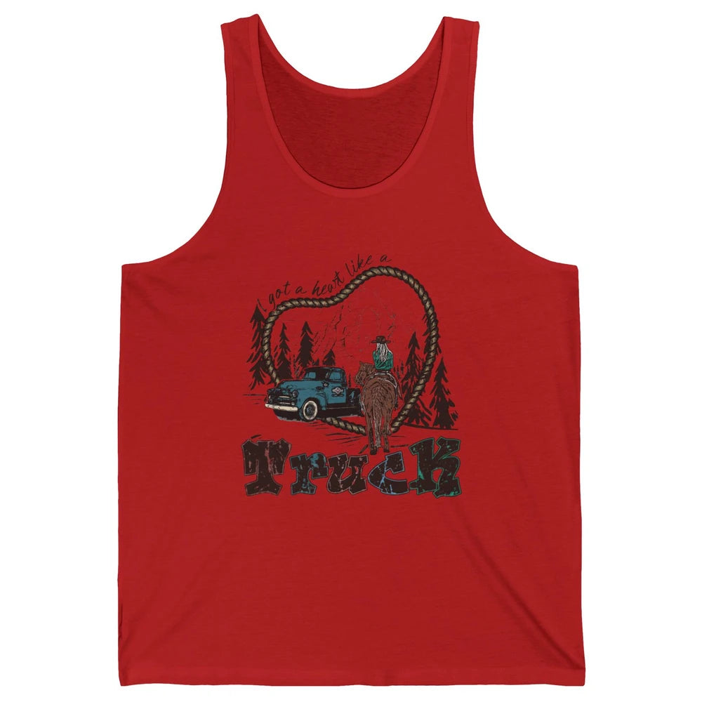 Retro Cowgirl Riding Got A Heart Like Truck Western Country Unisex Jersey Tank