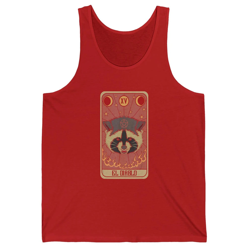 Raccoon Tarot Card Satanic Trash Panda Crescent Halloween Unisex Jersey Tank