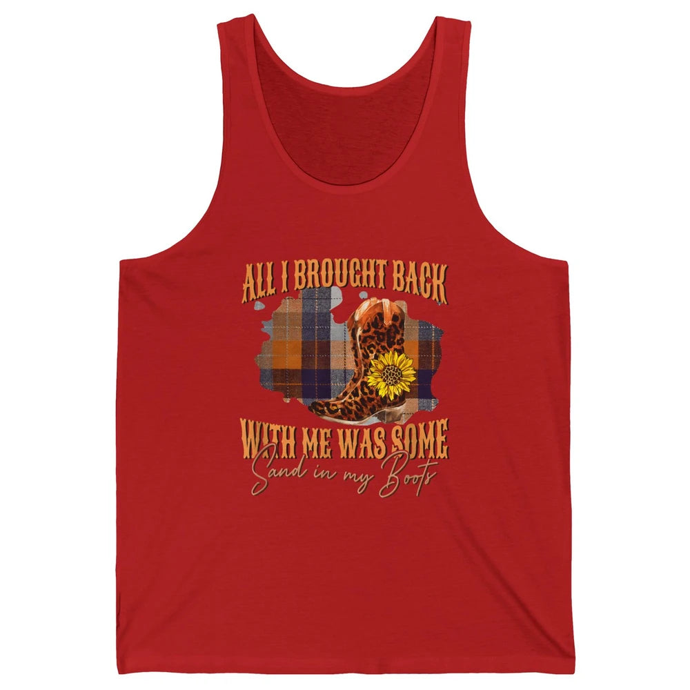 Sand In My Boots Western Country Music Cowboy Cowgirl Hat And Leopard Boots Floral Vintage Howdy Rodeo Unisex Jersey Tank