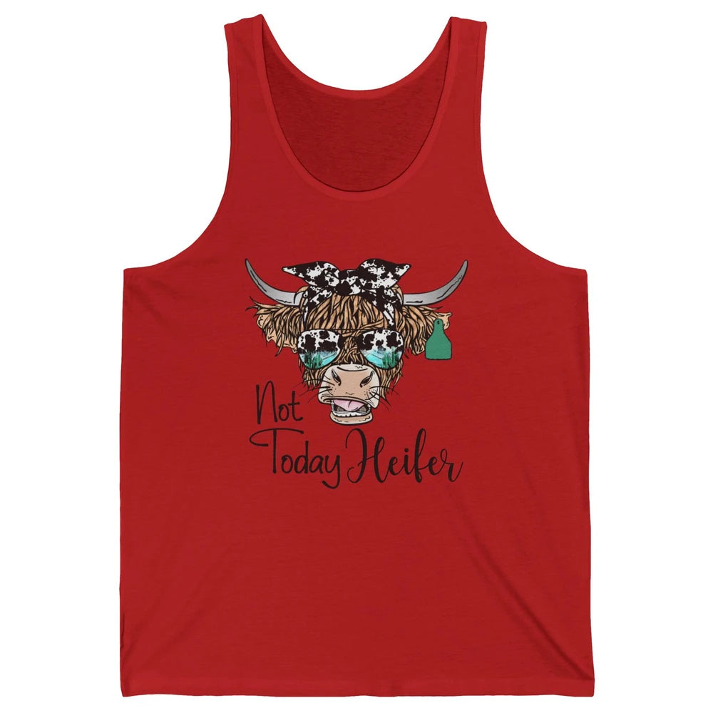 Highland Cow Bandana Cowhide Not Today Heifer Western Animal Unisex Jersey Tank