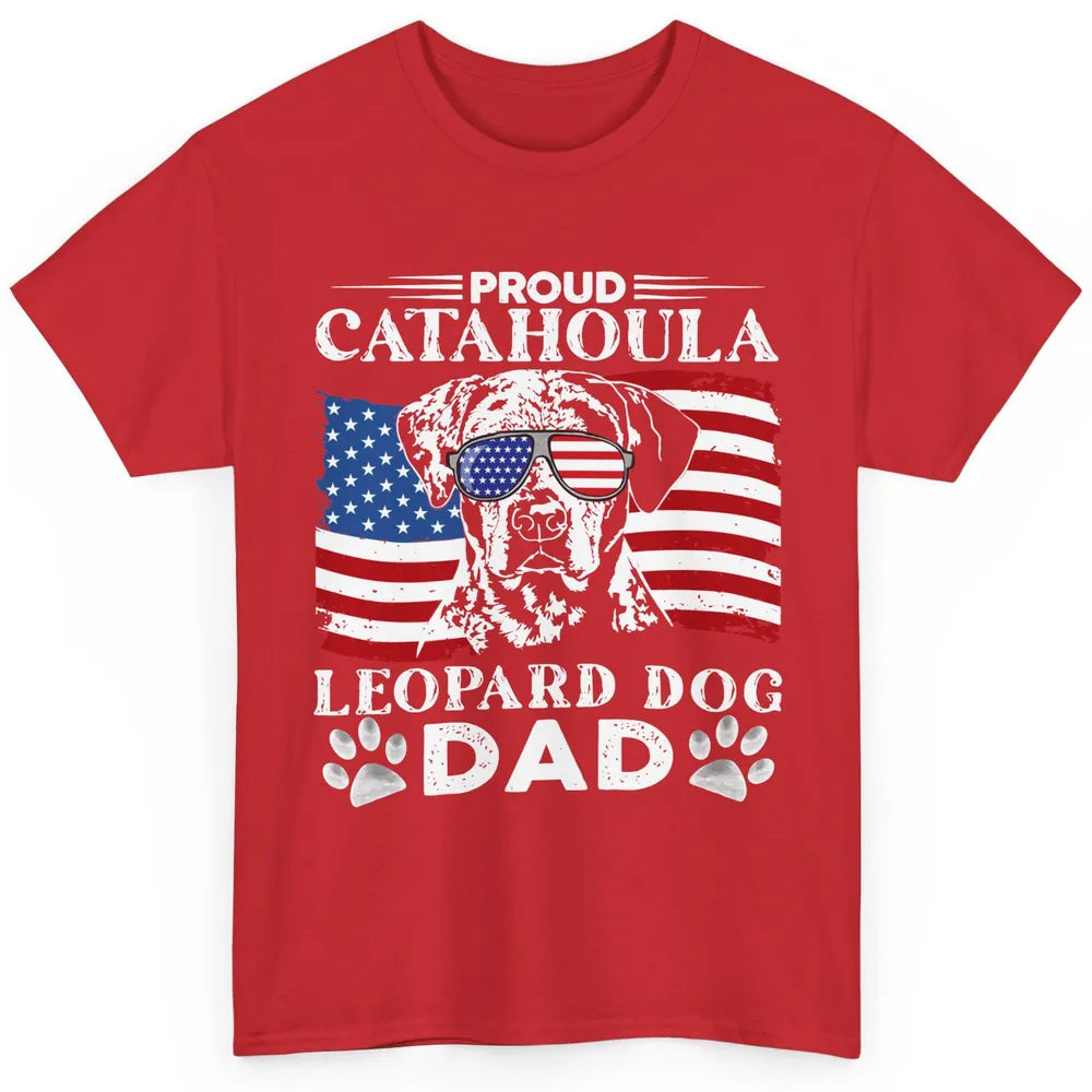 Proud Catahoula Leopard Dog Dad US Flag Patriotic 4th July Classic Unisex T-Shirt