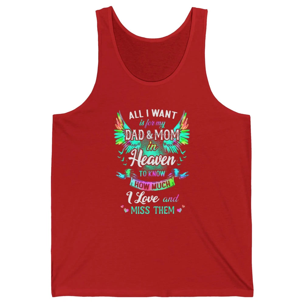My Mom And Dad In Heaven Angel Wings Mother Memories Forever Unisex Jersey Tank