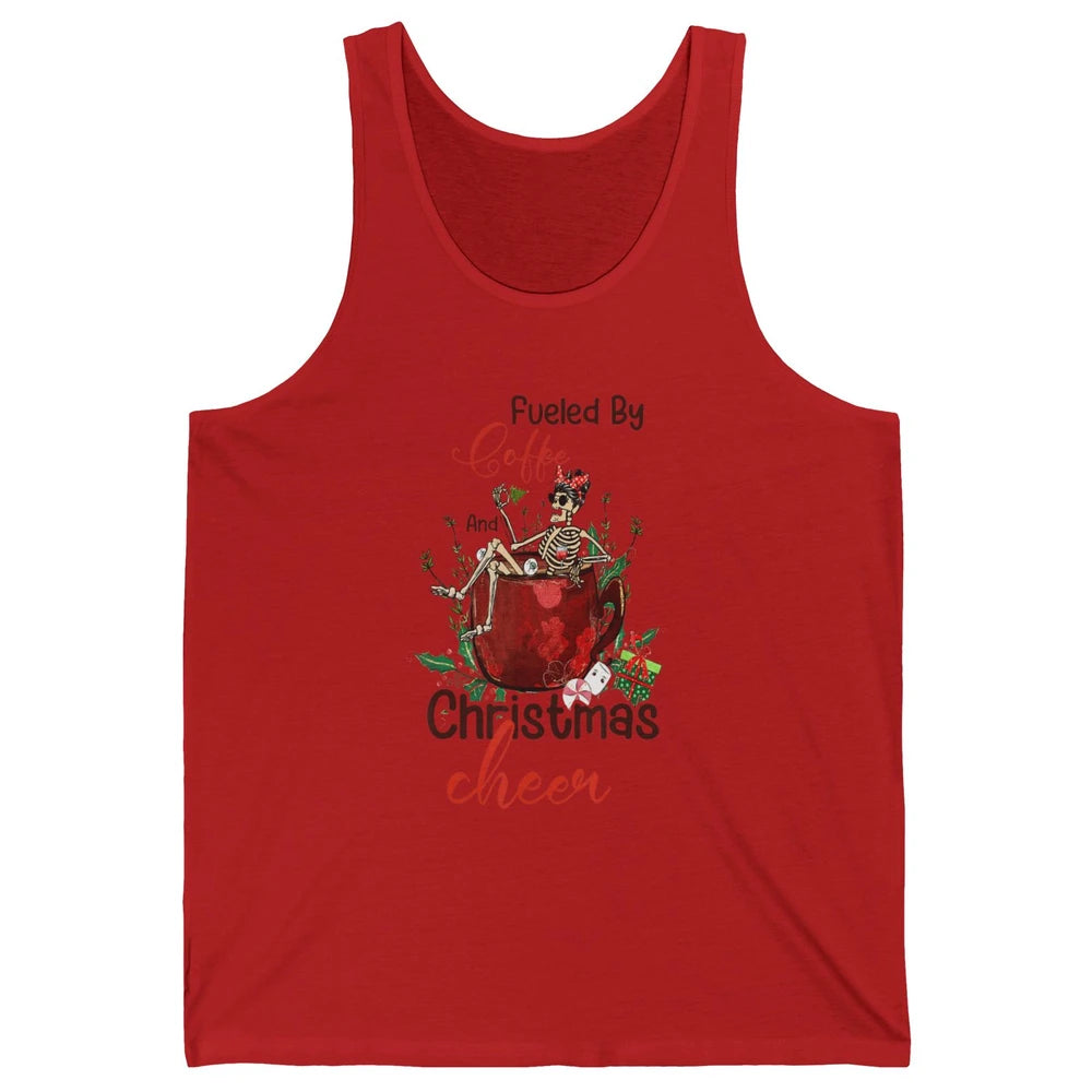 Merry Christmas Skeleton Drink Fueled By Coffee Xmas Latte Unisex Jersey Tank