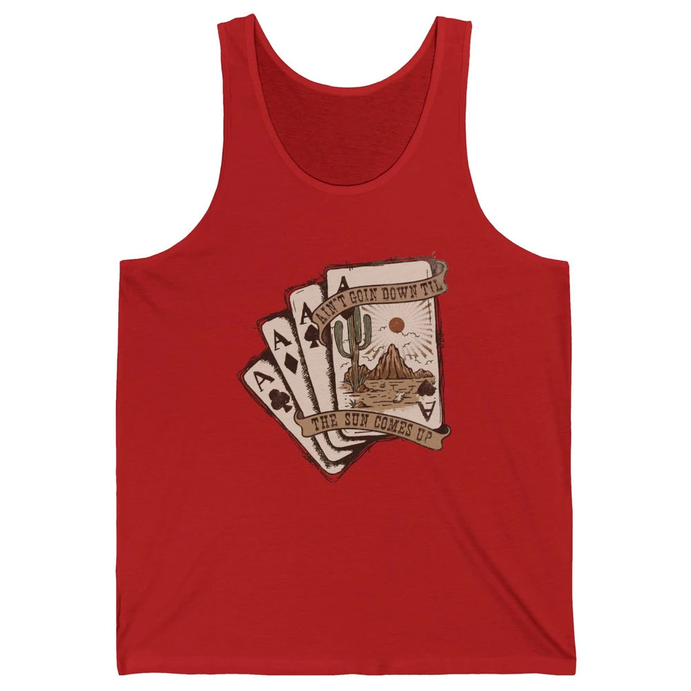 Retro Desert Sunset Cards Ain't Going Down Western Country Unisex Jersey Tank