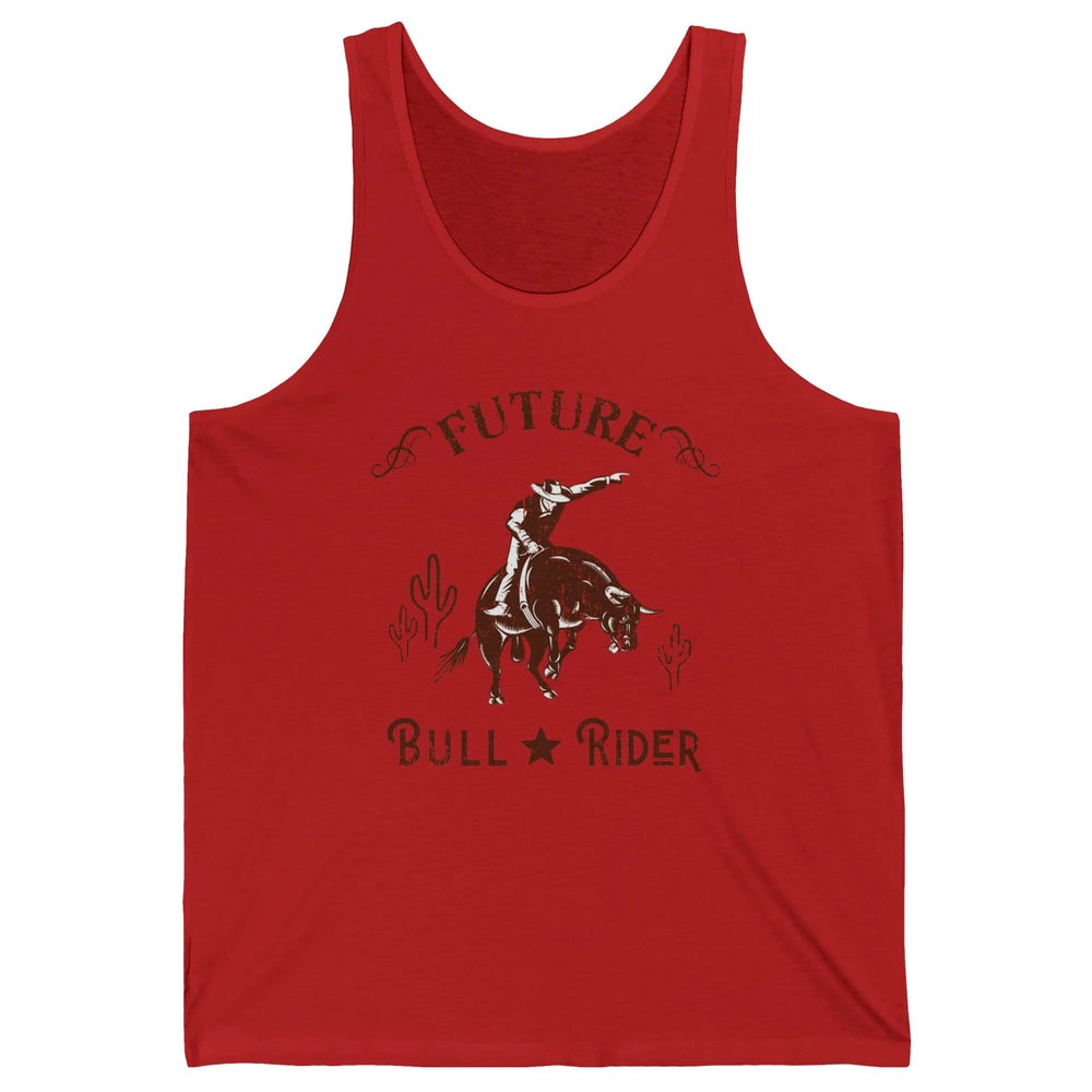 Retro Future Bull Rider Cowboy Western Country Cactus Riding Unisex Jersey Tank