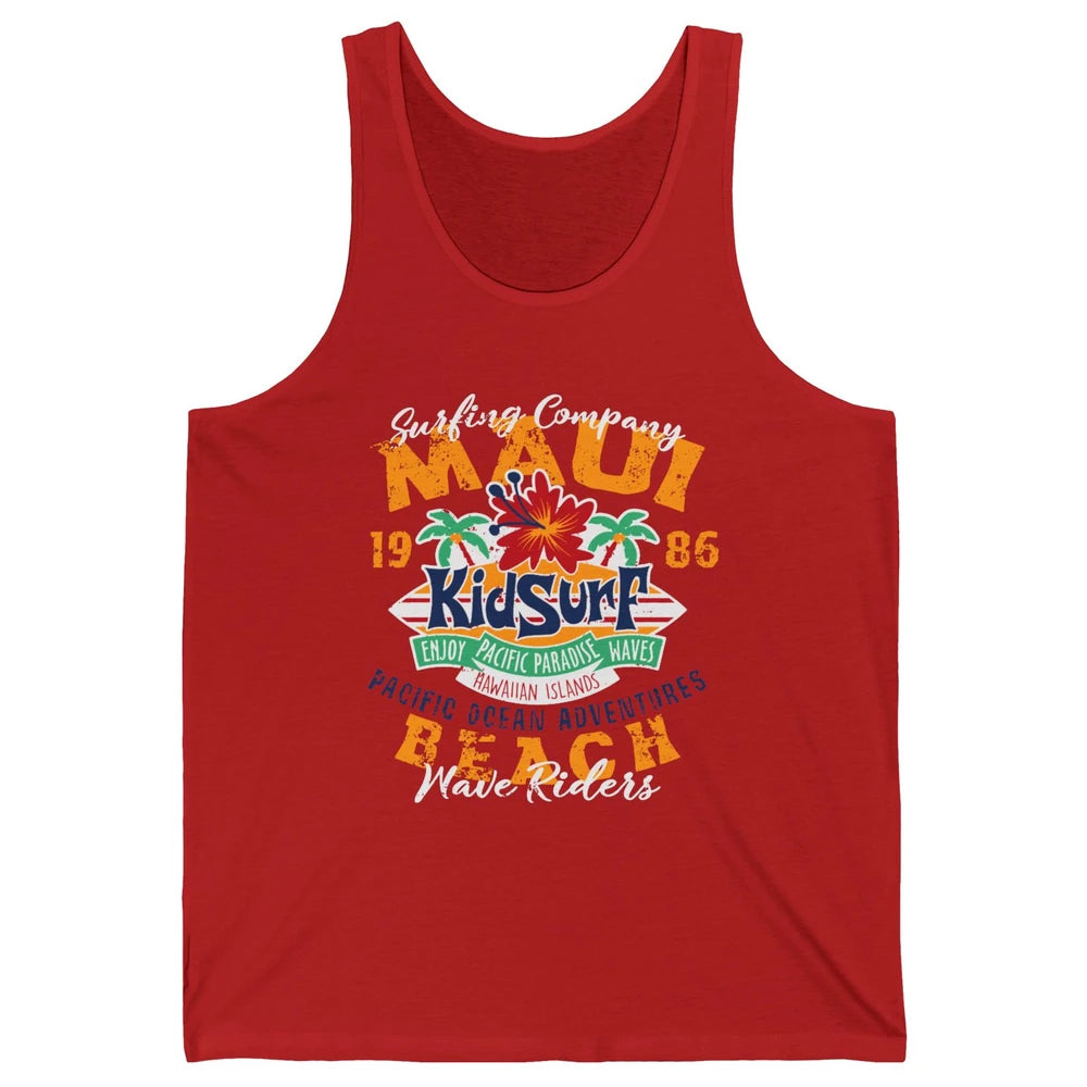 Retro Maui Island 1986 Hawaii Kid Surfing Pacific Paradise Unisex Jersey Tank