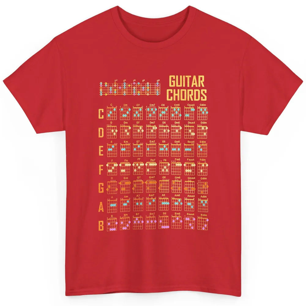 Music Art Guitar Chords Retro Guitarist Play Guitar Musician Classic Unisex T-Shirt