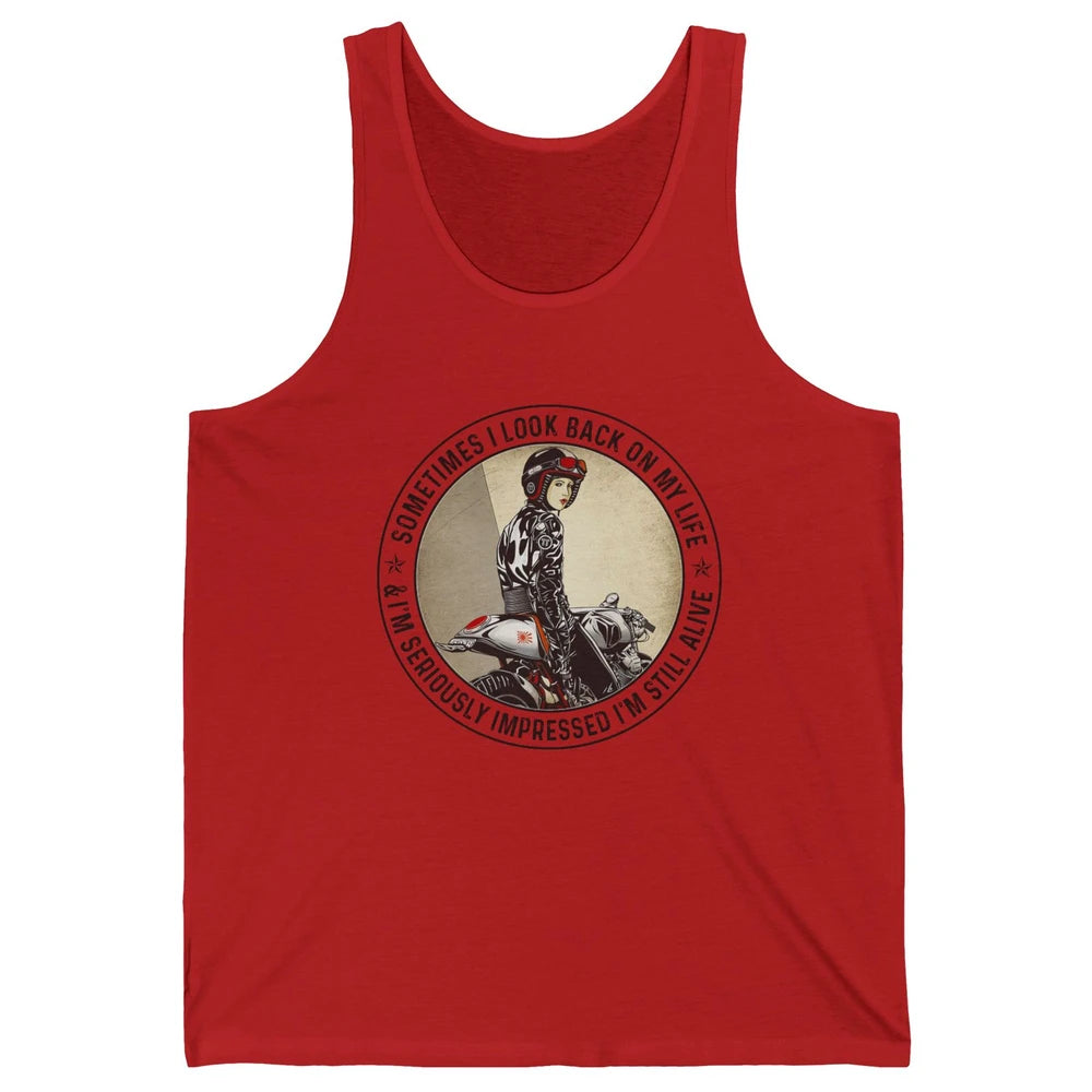 Retro Biker Sometimes I Look Back On My Life Motorcycle Gift Unisex Jersey Tank