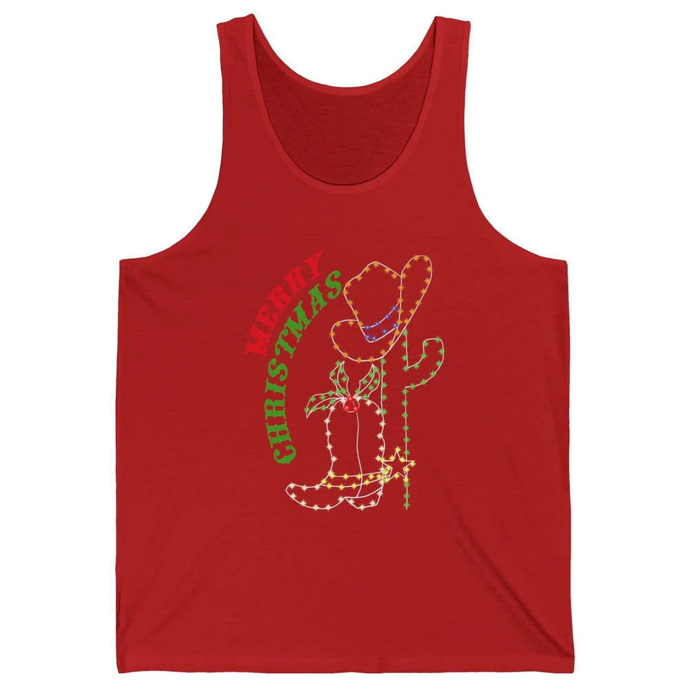 Retro Cowboy Merry Christmas Western Country Cowgirl Costume Unisex Jersey Tank