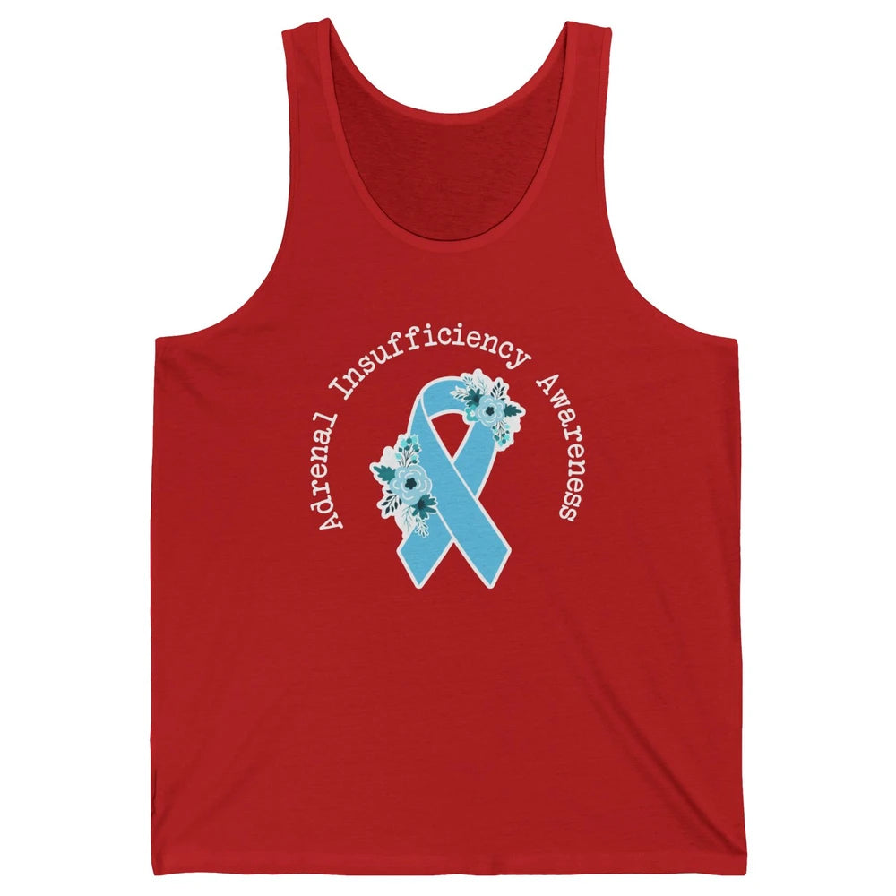 Adrenal Insufficiency Awareness Floral Light Blue Ribbon Unisex Jersey Tank