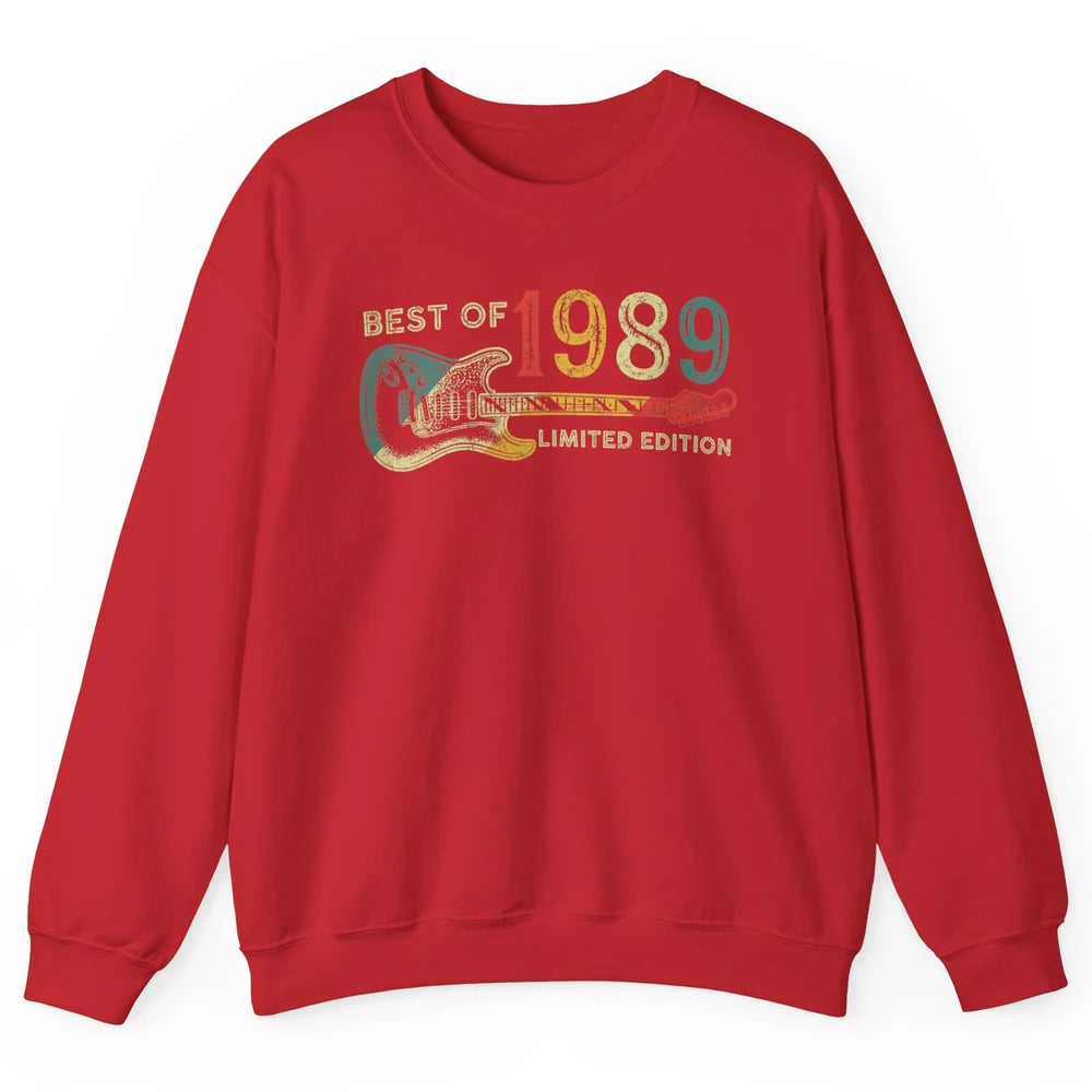 Retro 1989 Electric Guitar Birthday Guitarist Vintage 80s Unisex Crewneck Sweatshirt