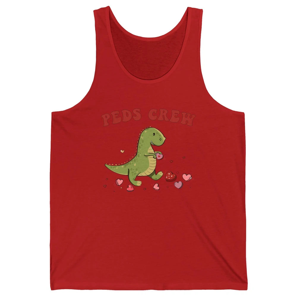 Pediatric Nurse Valentines Dinosaur Peds Crew Valentines Day Unisex Jersey Tank