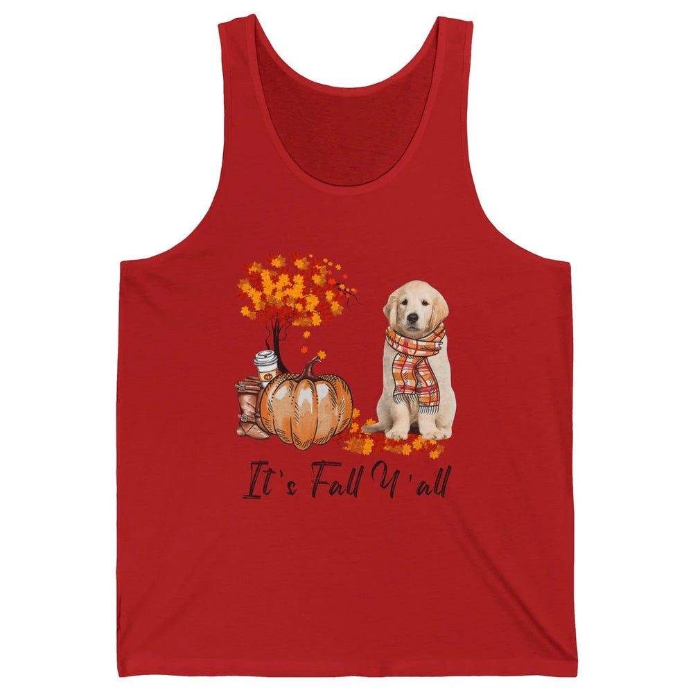 Golden Retriever Pumpkin Happy Fall Yall Autumn Thanksgiving Unisex Jersey Tank