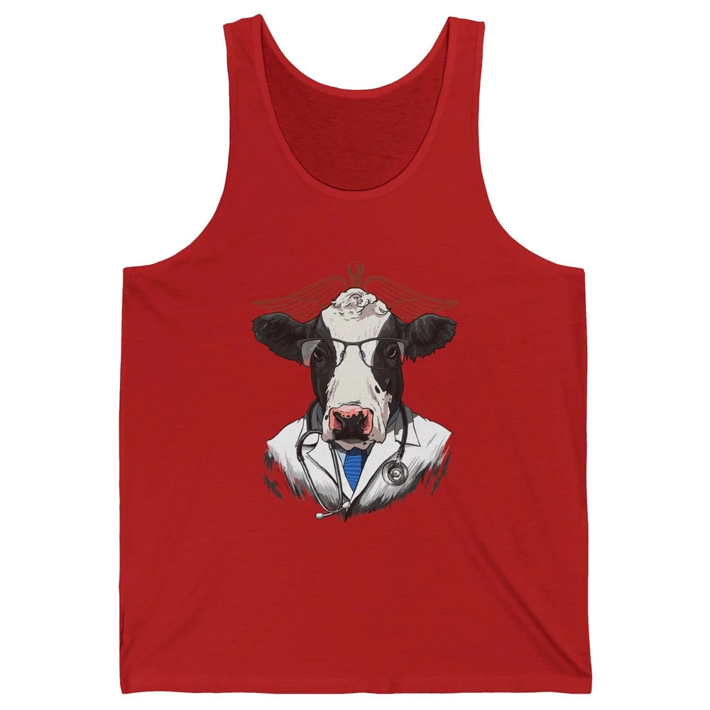 Funny Cow Vet Doctor Physician Surgeon Vet Tech Veterinarian Unisex Jersey Tank