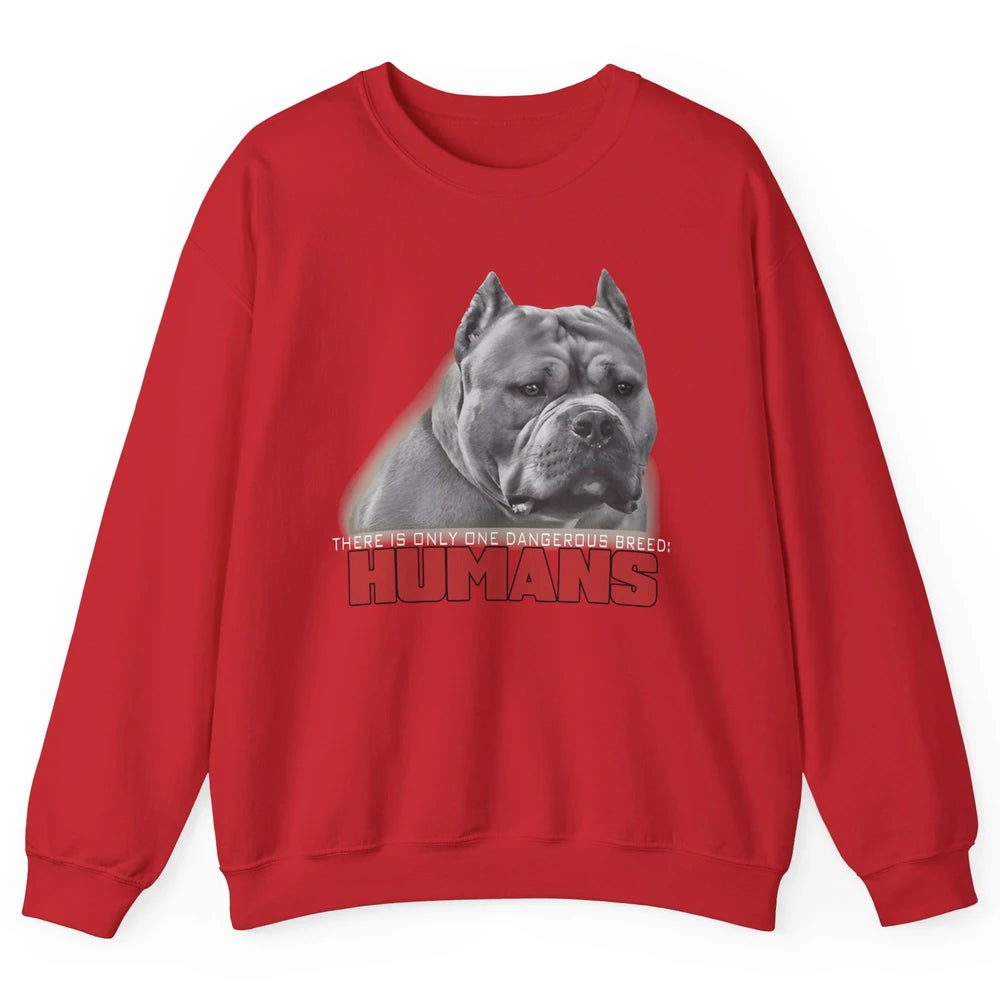 Only One Dangerous Breed Not Pitbull Bully Funny Dog Mom Pet Unisex Crewneck Sweatshirt