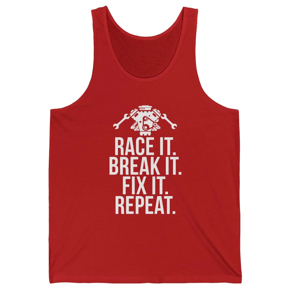 Race Break Fix It Dirt Racing Retro Sprint Car Speed Truck Unisex Jersey Tank