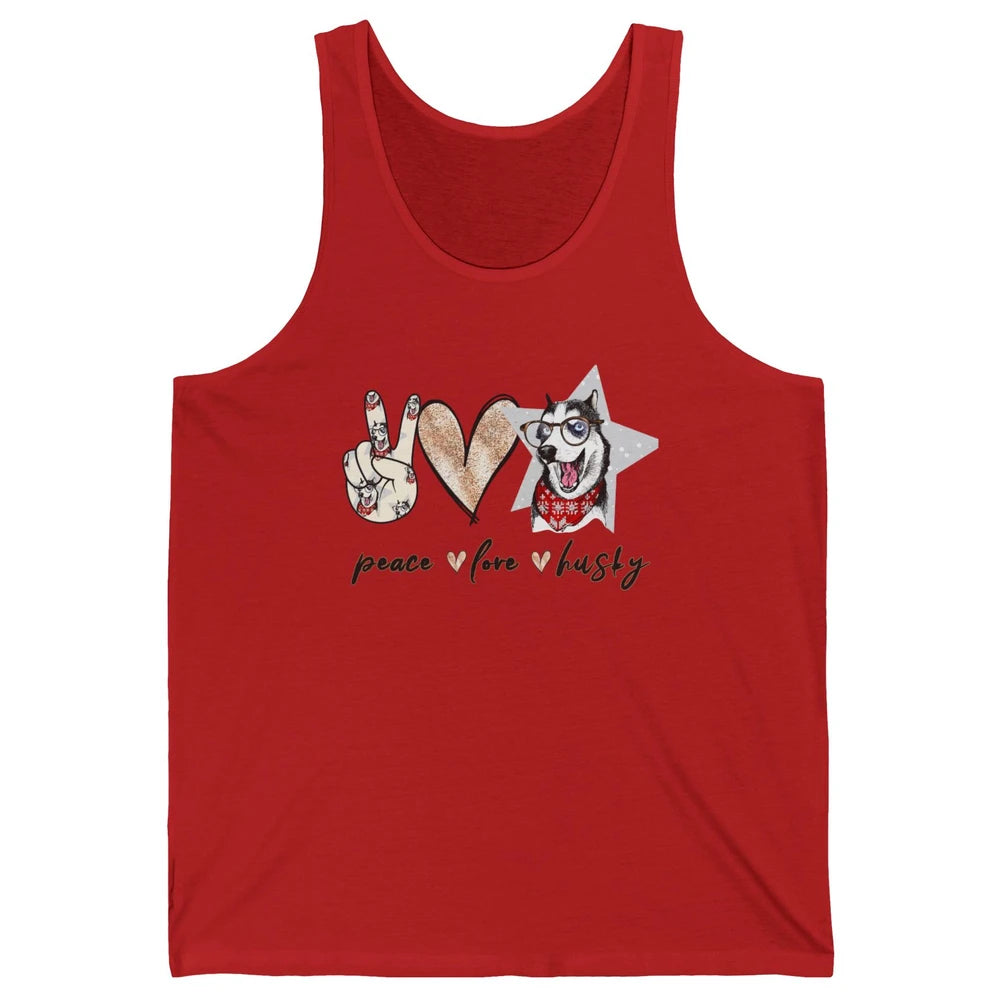 Peace Love Husky Funny Siberian Husky Mom Dog Lovers Gift Unisex Jersey Tank