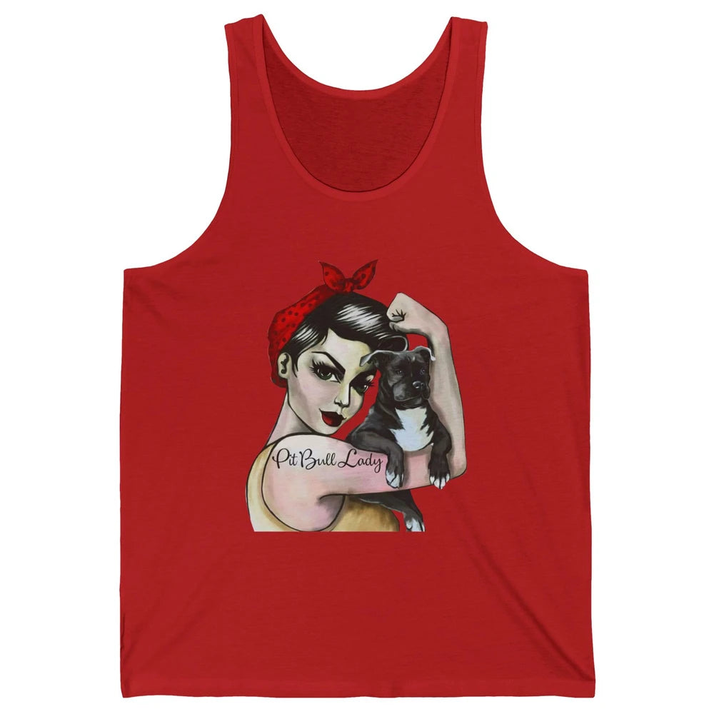 Pit Bull Lady Pit Bull Mom Dog Mom Bandana Dog Lovers Gift Unisex Jersey Tank
