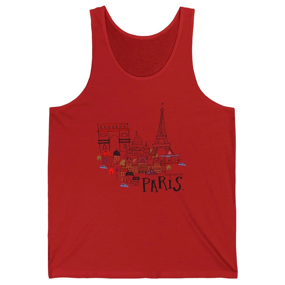 Paris Eiffel Tower Travel France Gift Paris Skyline Unisex Jersey Tank