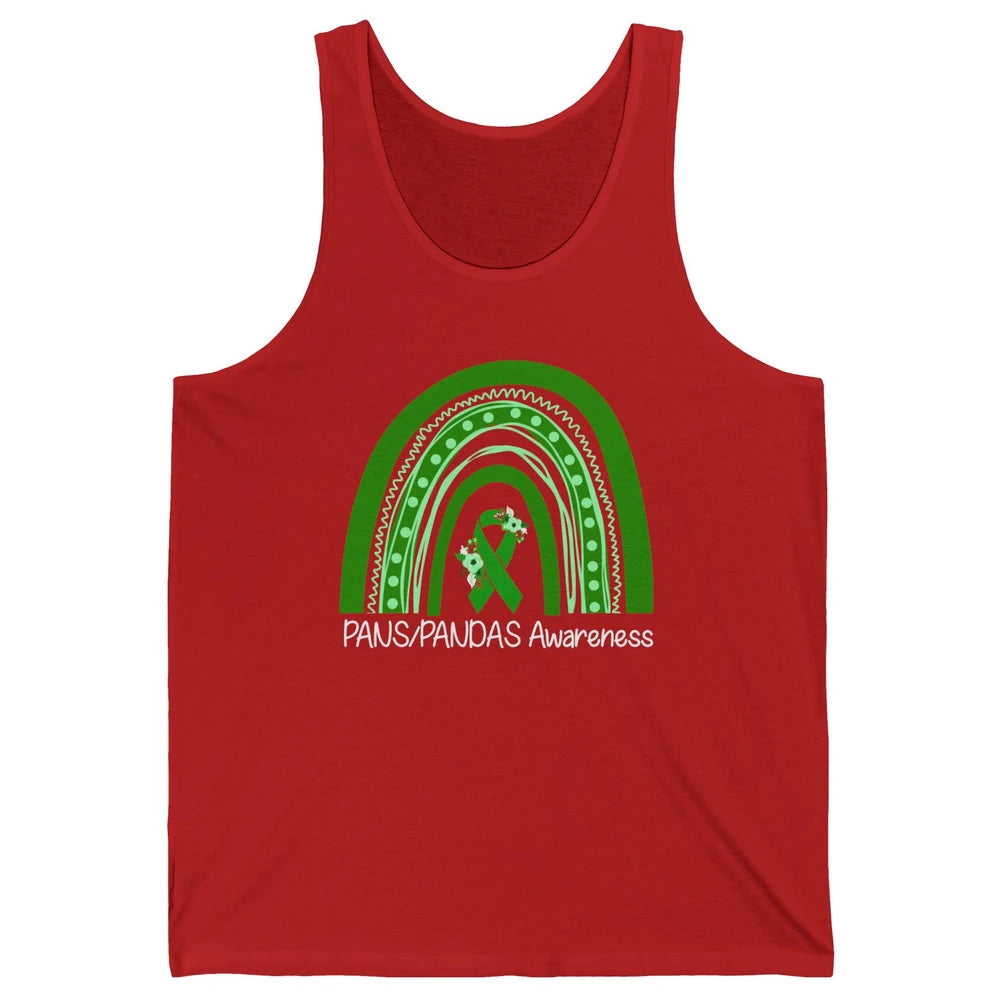PANS/PANDAS Awareness Floral Green Ribbon Rainbow Pans Unisex Jersey Tank