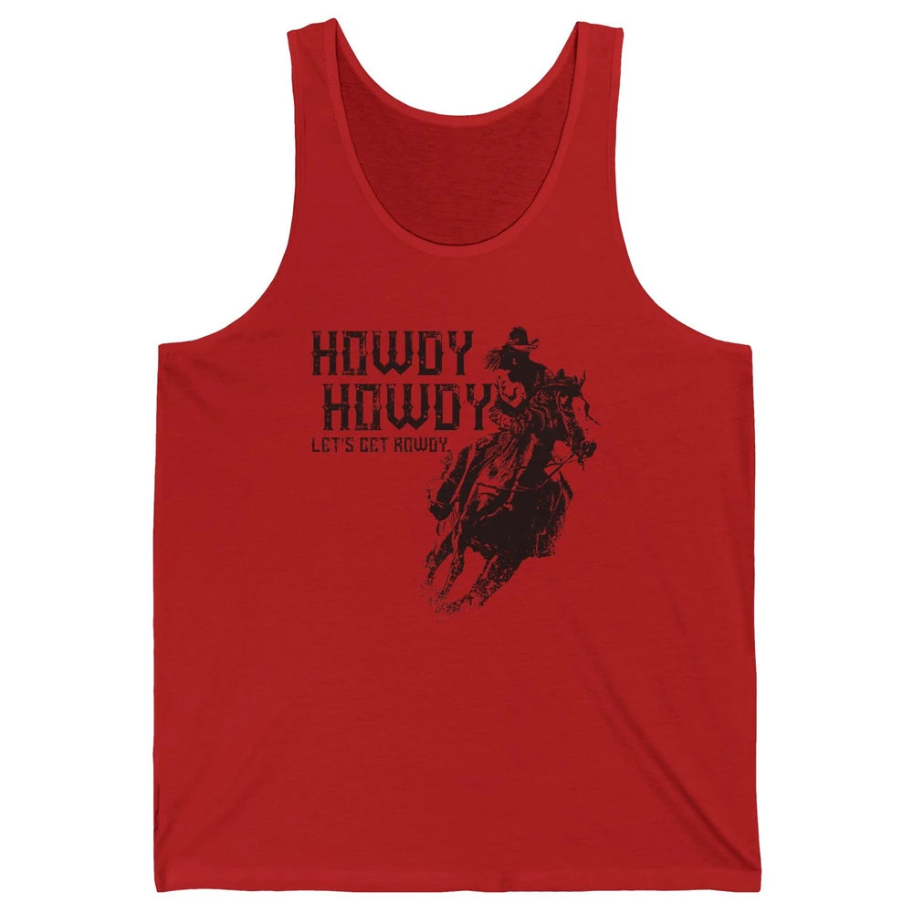 Retro Howdy Cowboy Rodeo Riding Horse Western Country Men Unisex Jersey Tank