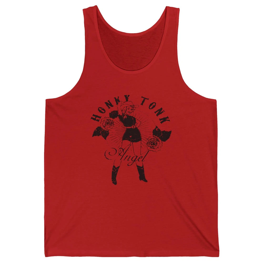 Retro Cowgirl Honky Tonk Angel Western Country Rodeo Mom Unisex Jersey Tank